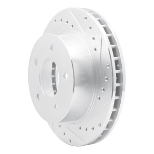 Chevrolet ASTRO Brake Rotor (1) - Front Right - R1 Concepts - Drilled & Slotted - Silver - `90-`02